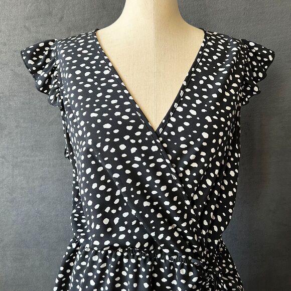 FSL Apparel Polka Dot Dress Sleeveless V-Neck Elastic Waist - Women's Size L - Picture 5 of 14